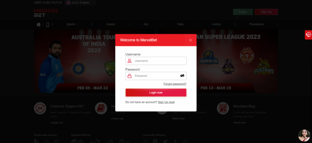 Marvelbet Login Process